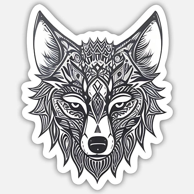 wolf fox - Sticker size S (10 x 10 cm) - white matte