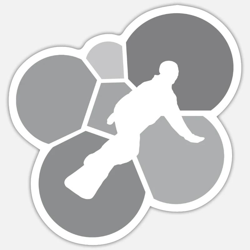 Snowboard Boarder - Sticker taille S (10 x 10 cm) - blanc mat