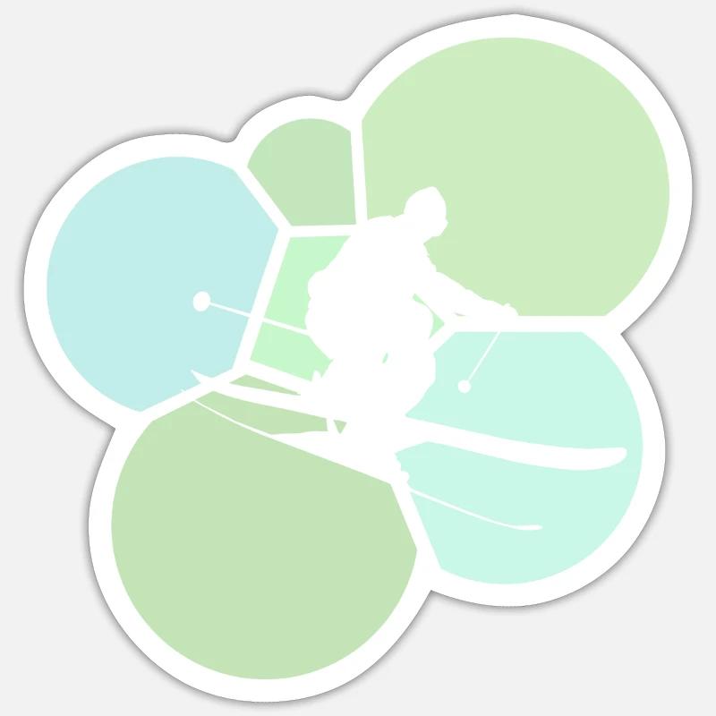 Ski Freeride Schnee - Sticker Größe S (10 x 10 cm) - Mattweiß