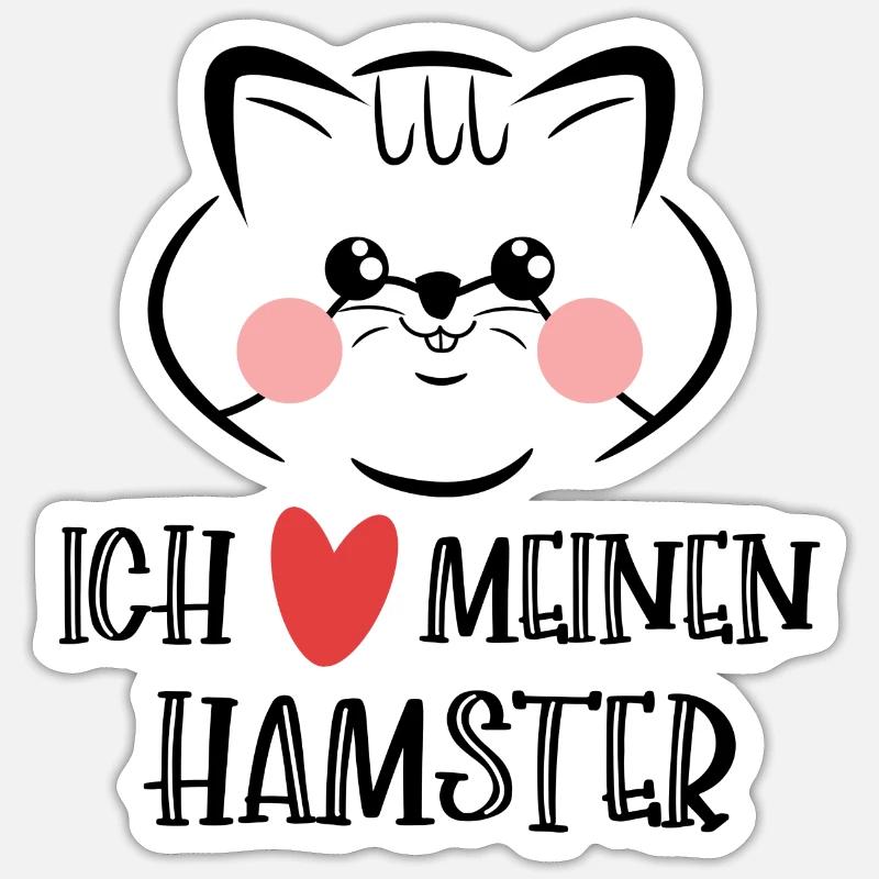 Hamster Herz Statement Lieblingstier Haustiere - Sticker Größe S (10 x 10 cm) - Mattweiß