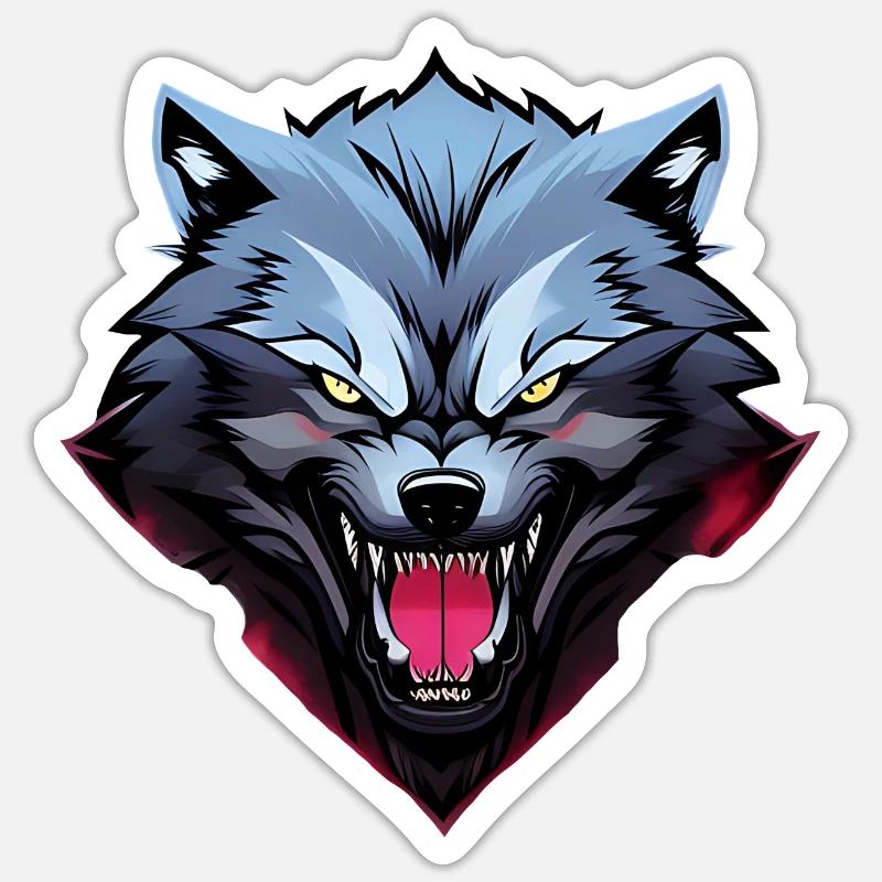 angry wolf - Sticker size S (10 x 10 cm) - white matte