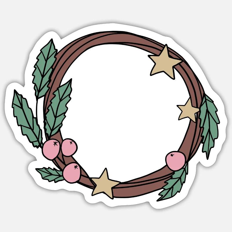 Weihnachtskranz - Sticker Größe S (10 x 10 cm) - Mattweiß