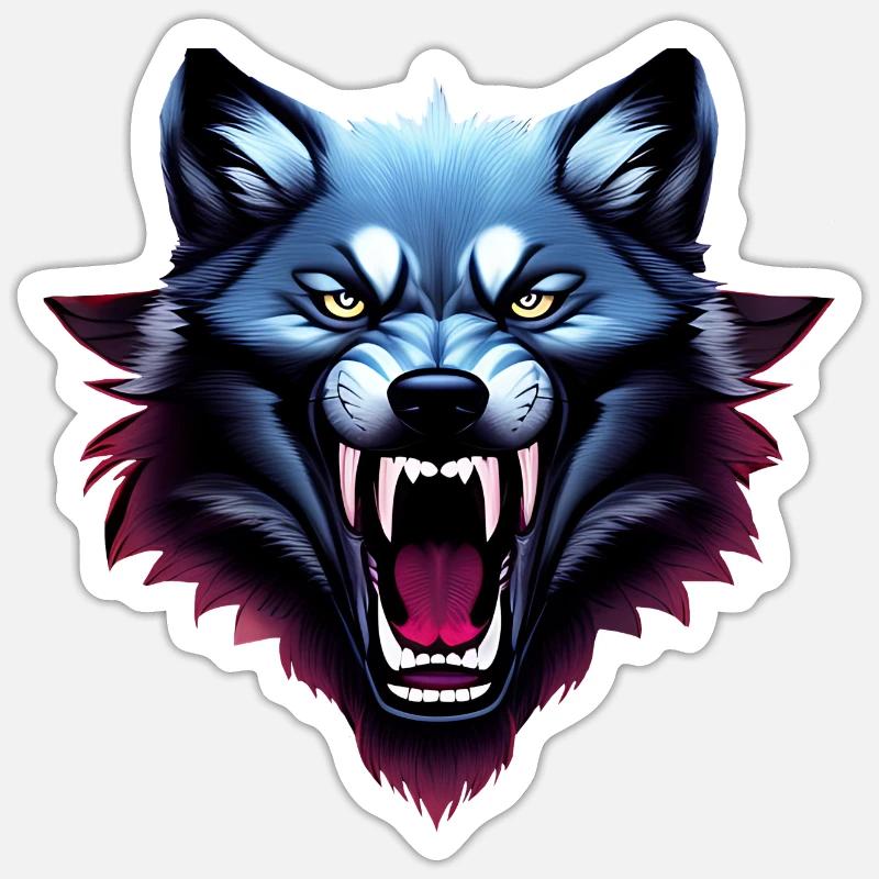 loup - Sticker taille S (10 x 10 cm) - blanc mat