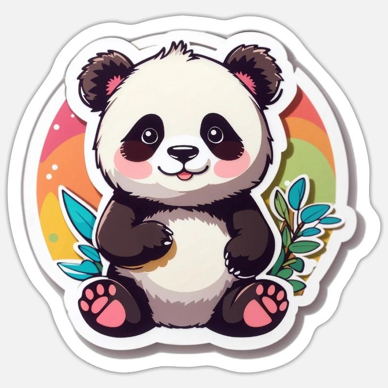 Panda - Sticker taille S (10 x 10 cm) - blanc mat