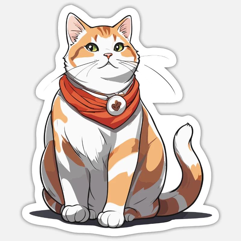 Chat avec écharpe Sticker taille S (10 x 10 cm)