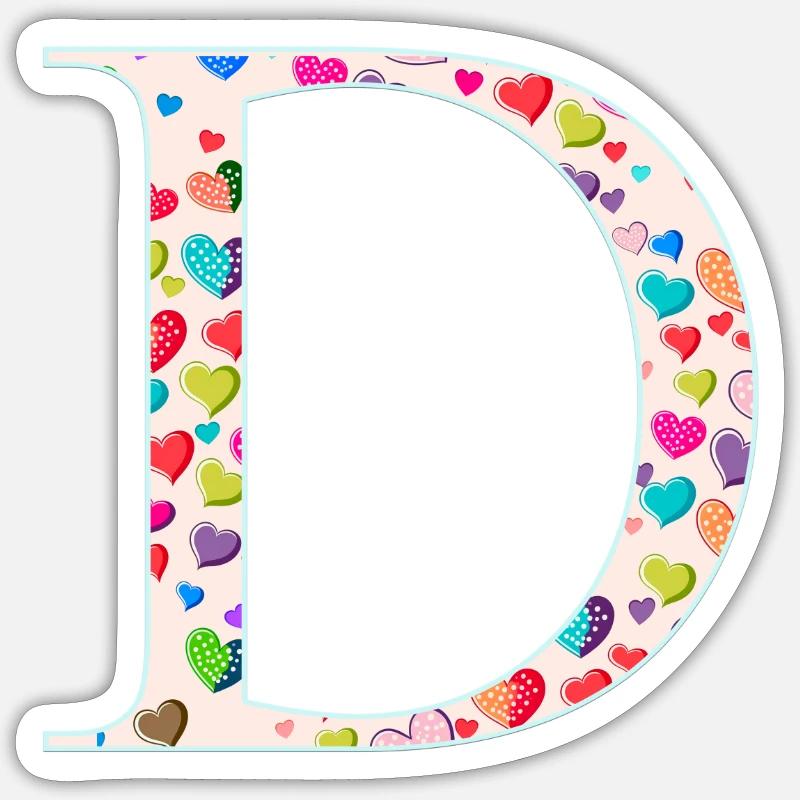 Customizable Monogram D Heart Pattern Sticker size S (10 x 10 cm)