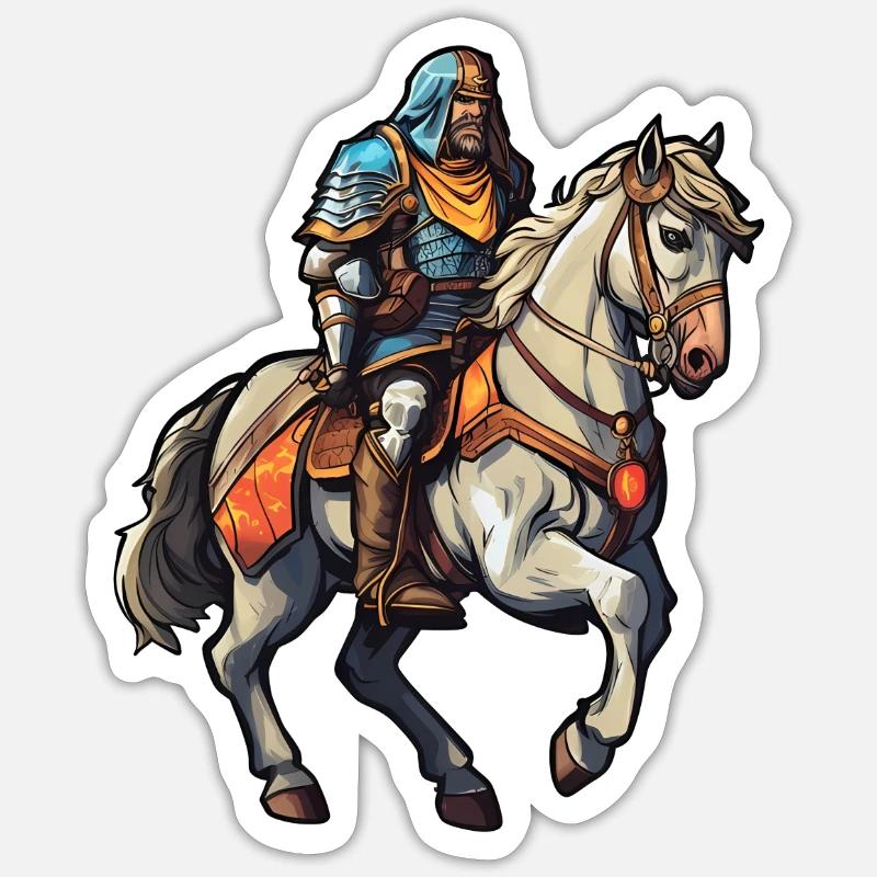 Chevalier Cavalier - Sticker taille S (10 x 10 cm) - blanc mat