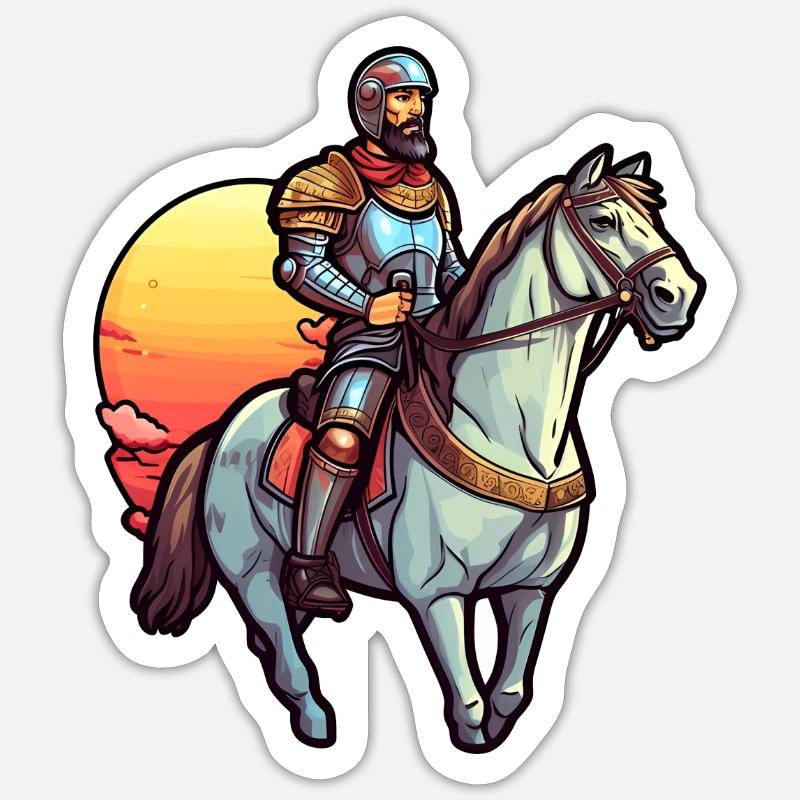 Chevalier Cavalier - Sticker taille S (10 x 10 cm) - blanc mat