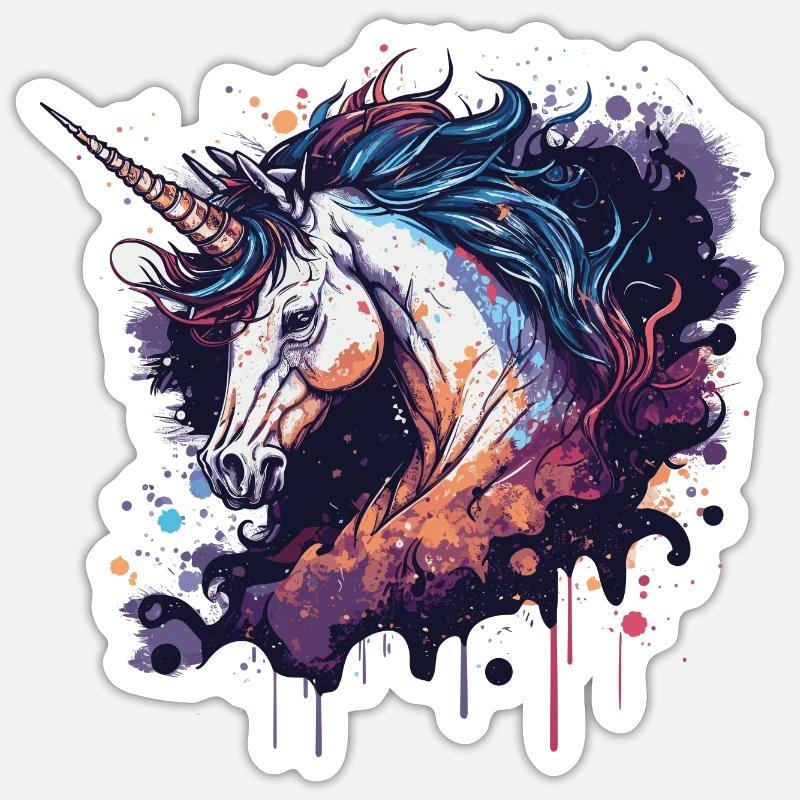 Conception florale licorne Sticker taille S (10 x 10 cm)