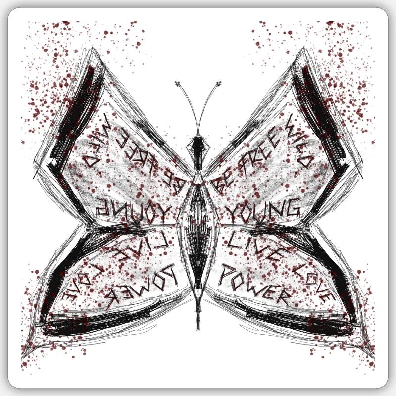 Butterfly - Sticker Größe S (10 x 10 cm) - Mattweiß