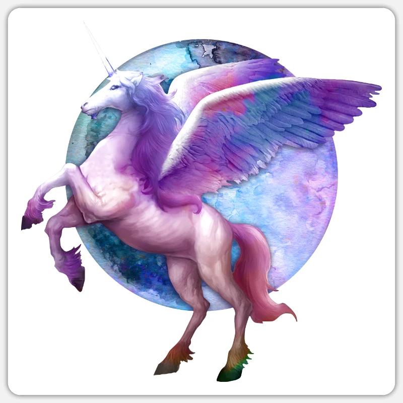 Graphique du cheval Pegasus - Sticker taille S (10 x 10 cm) - blanc mat