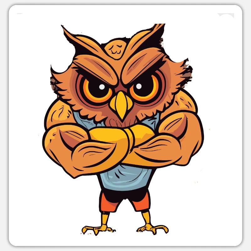 Bodybuilder Eule Sticker Größe S (10 x 10 cm)