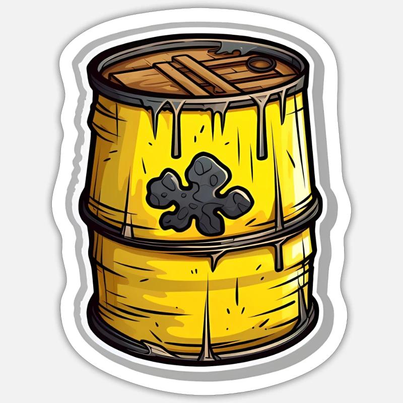 Baril de déchets nucléaires - Sticker taille S (10 x 10 cm) - blanc mat
