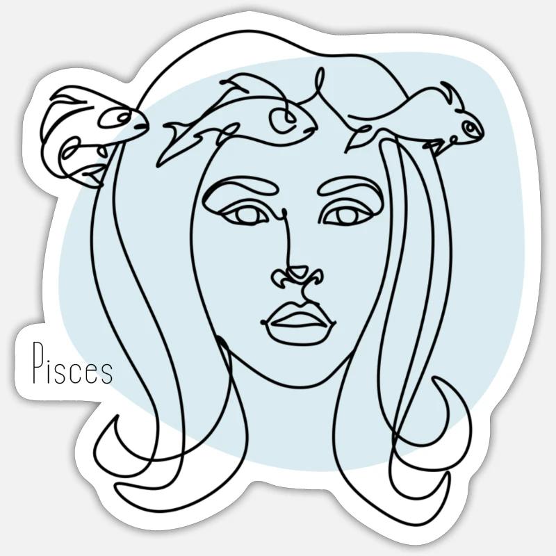"Fische" Sternzeichen Pisces - Sticker Größe S (10 x 10 cm) - Mattweiß