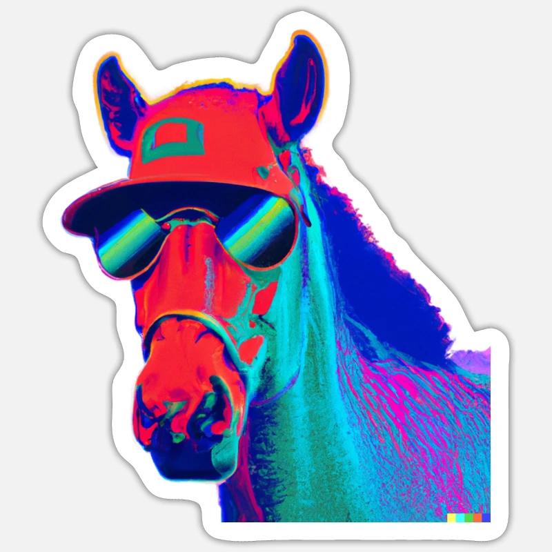 Cheval cool - Sticker taille S (10 x 10 cm) - blanc mat