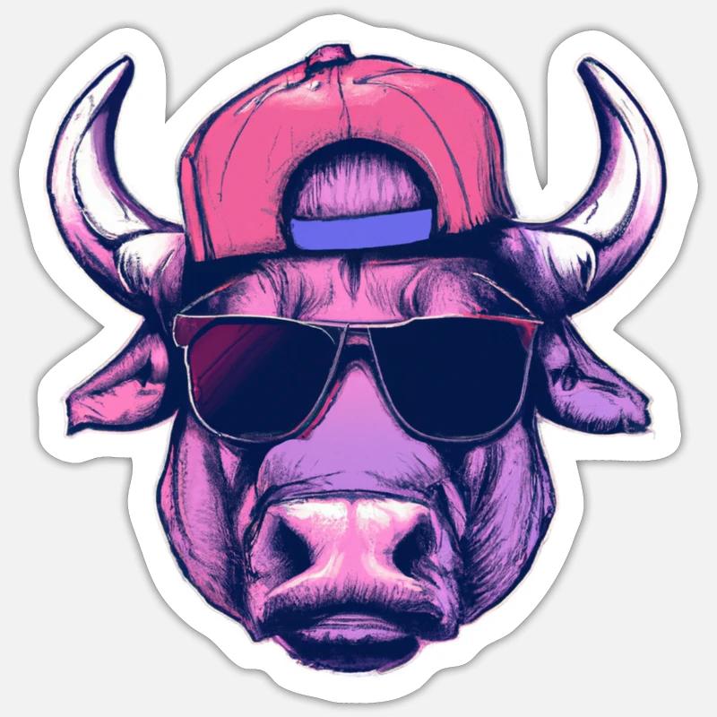 Taureau Cool - Sticker taille S (10 x 10 cm) - blanc mat