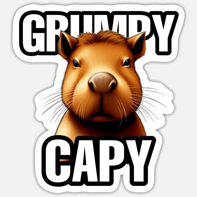 Grumpy Capybara - Ok I pull up Meme - Animal mignon Sticker taille S (10 x 10 cm)