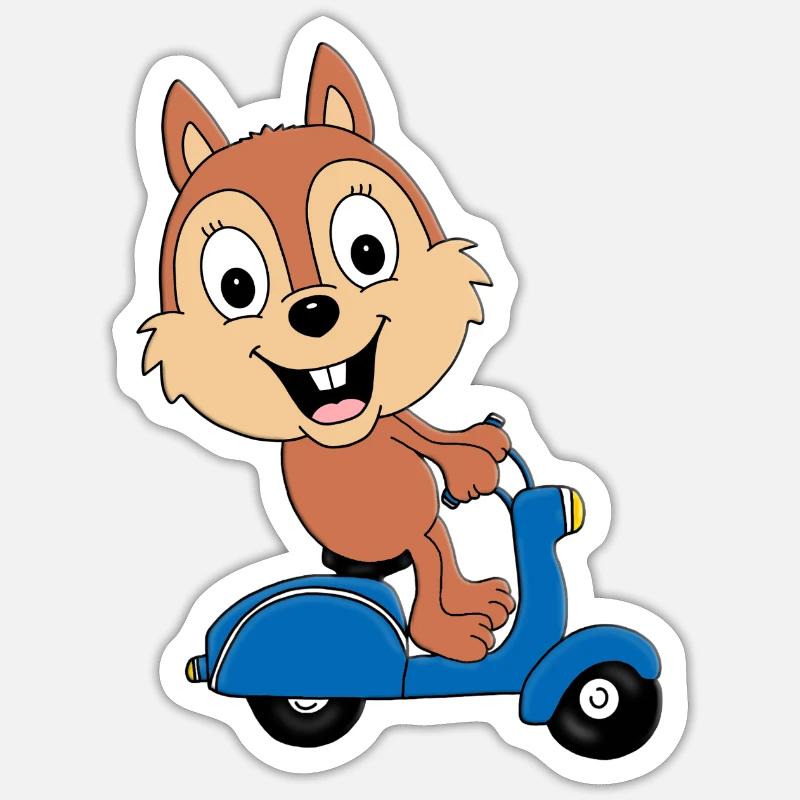 ROLLER - SCOOTER - EICHHÖRNCHEN - TIER - TIERISCH Sticker Größe S (10 x 10 cm)