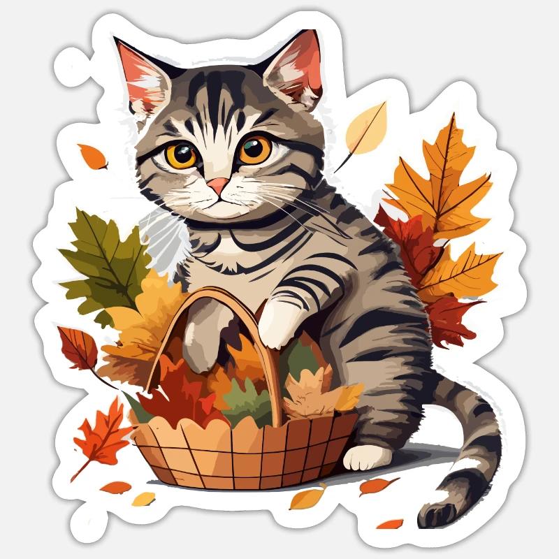 Chat - Sticker taille S (10 x 10 cm) - blanc mat