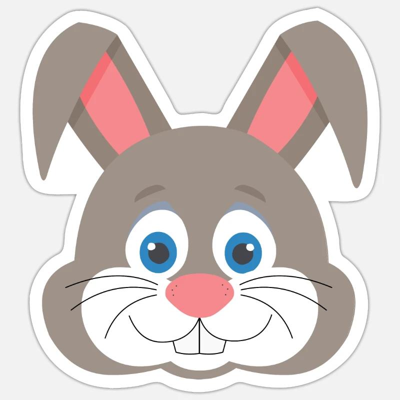 Mignon visage de lapin Sticker taille S (10 x 10 cm)