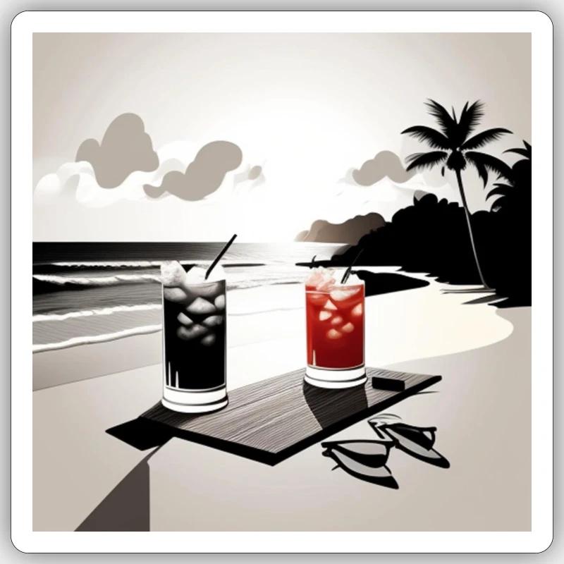 Two Drinks - Sticker Größe S (10 x 10 cm) - Mattweiß