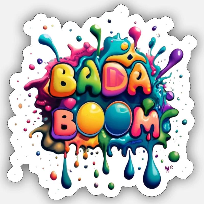 Badaboom_Splash Art - Sticker taille S (10 x 10 cm) - blanc mat