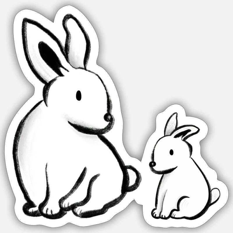 Hasen - Sticker Größe S (10 x 10 cm) - Mattweiß