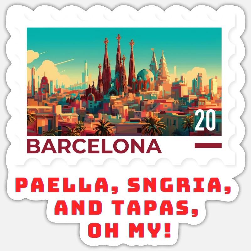 Barcelone - Sticker taille S (10 x 10 cm) - blanc mat