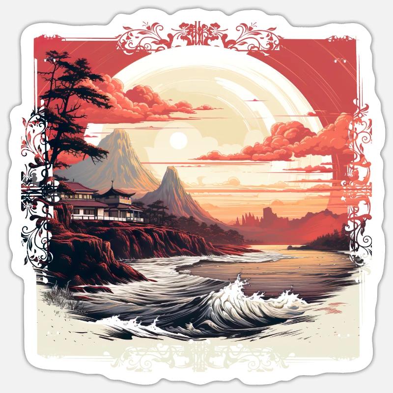 Japanese visual art has a long tradition - Sticker size S (10 x 10 cm) - white matte