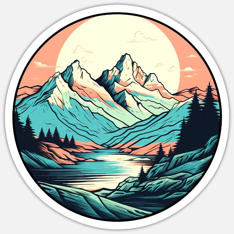 Mountains - Sticker size S (10 x 10 cm) - white matte