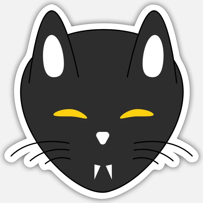 chat vampire halloween - Sticker taille S (10 x 10 cm) - blanc mat