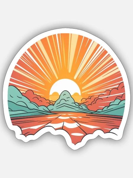 Ein warmer und farbenfroher Sonnenuntergang - Sticker Größe S (10 x 10 cm) - Mattweiß