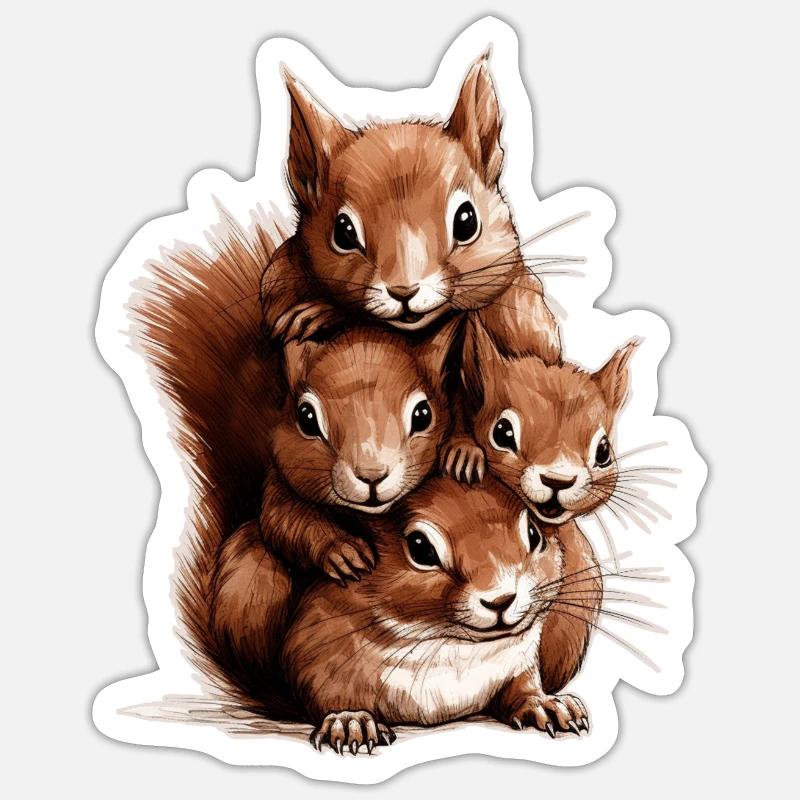 Eichhörnchen - Sticker Größe S (10 x 10 cm) - Mattweiß