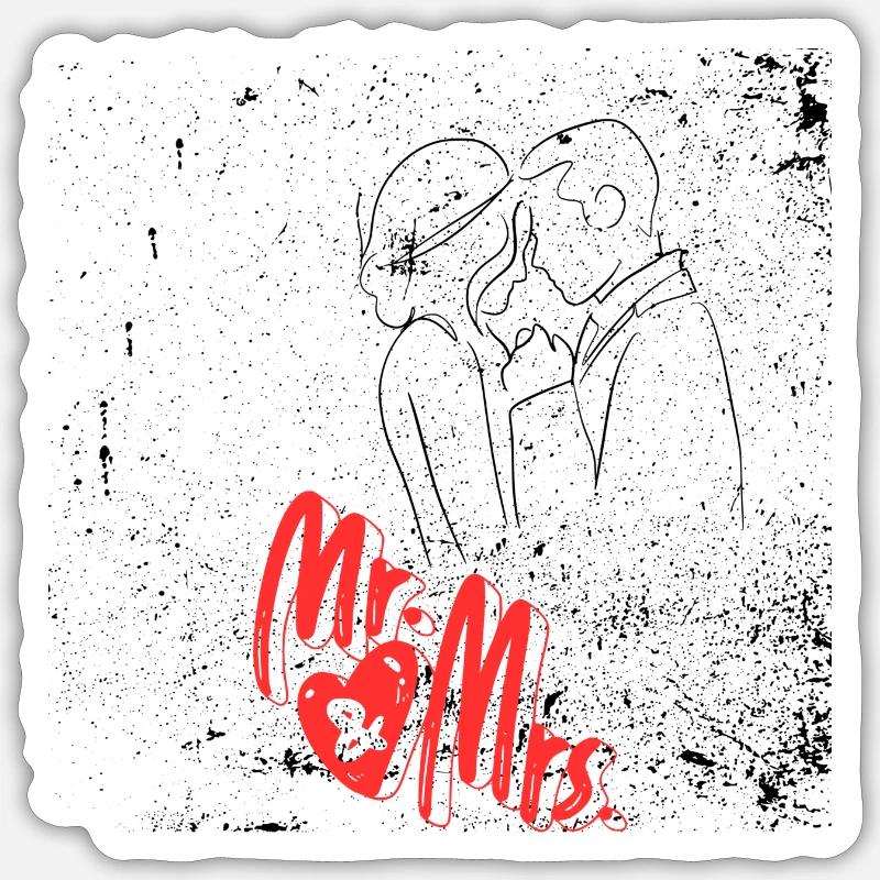 Mr&Mrs - Sticker Größe S (10 x 10 cm) - Mattweiß