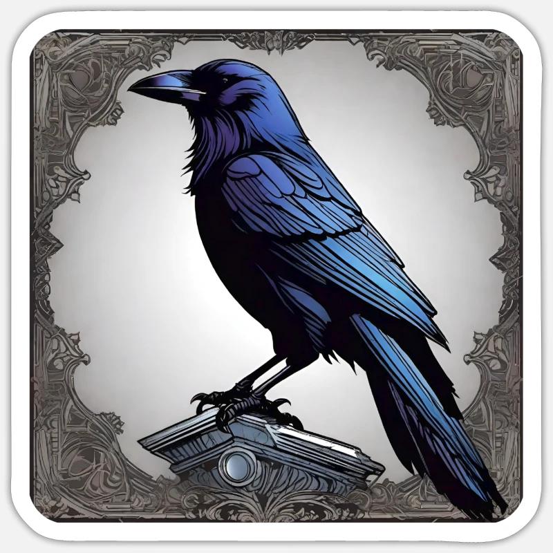 Schwarzer Rabe - Sticker Größe S (10 x 10 cm) - Mattweiß