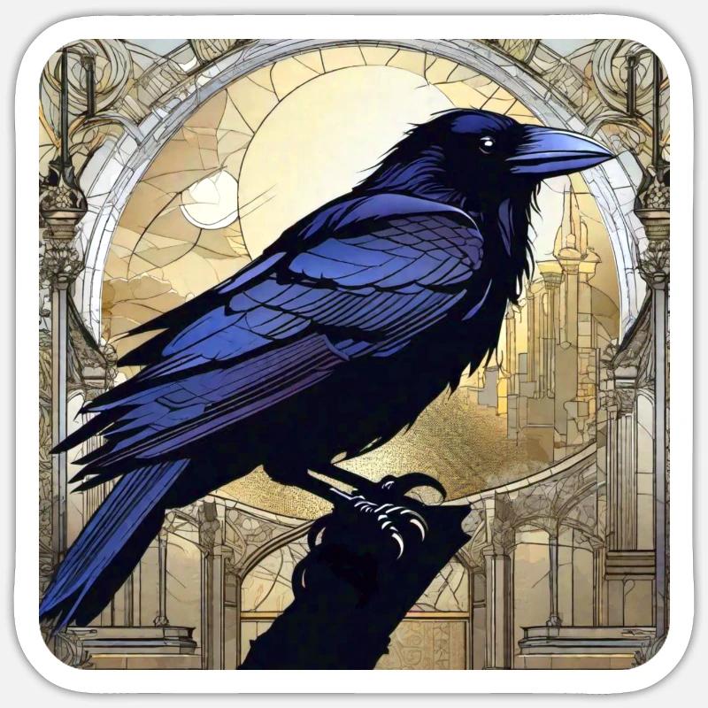Schwarzer Rabe - Sticker Größe S (10 x 10 cm) - Mattweiß