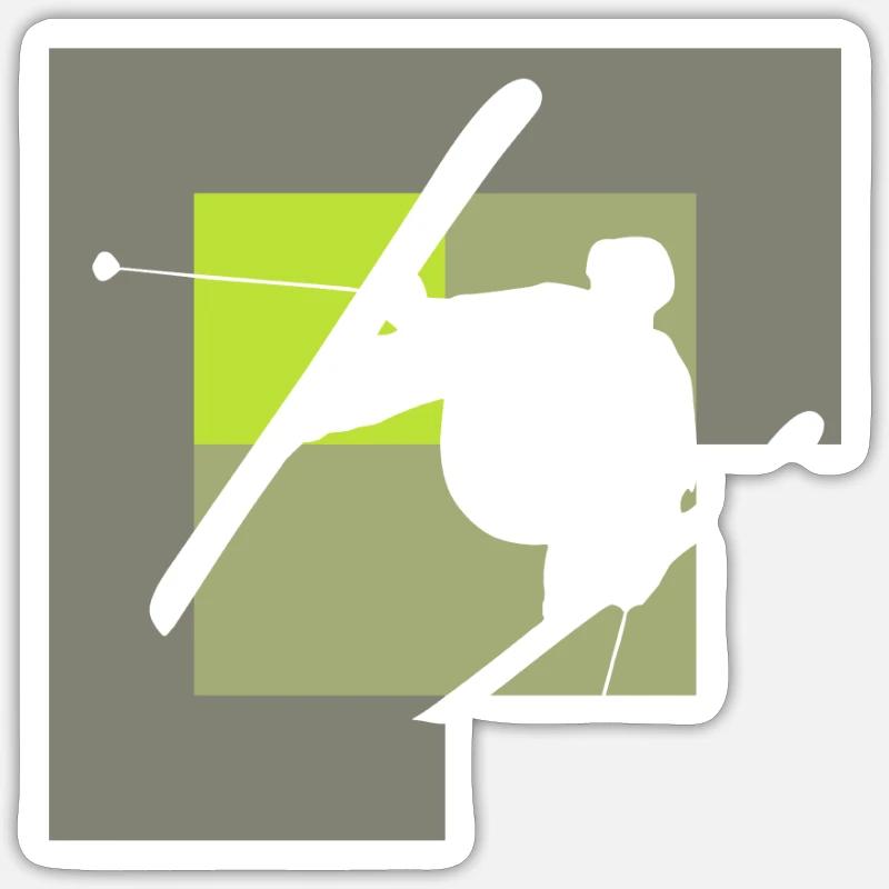 Ski Snow Skier Skiing - Sticker taille S (10 x 10 cm) - blanc mat