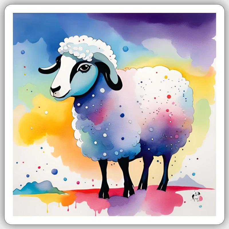 Schäfchen auf der Weide Sticker Größe S (10 x 10 cm)