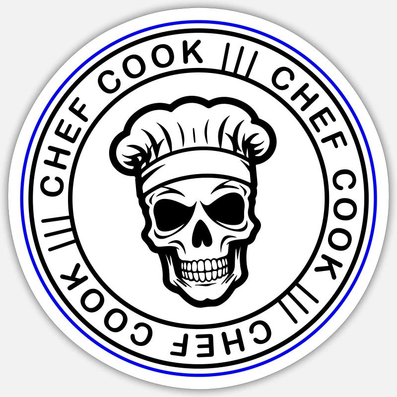 Chef Skull Chef - Sticker taille S (10 x 10 cm) - blanc mat