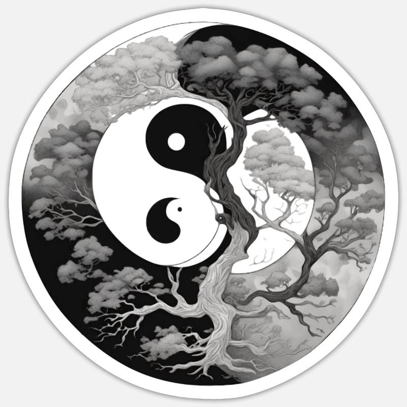 Yin Yang Baum Sticker Größe S (10 x 10 cm)