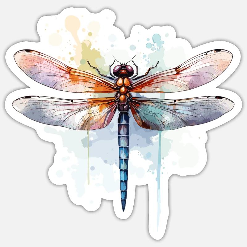 Libelle Aquarell Sticker Größe S (10 x 10 cm)