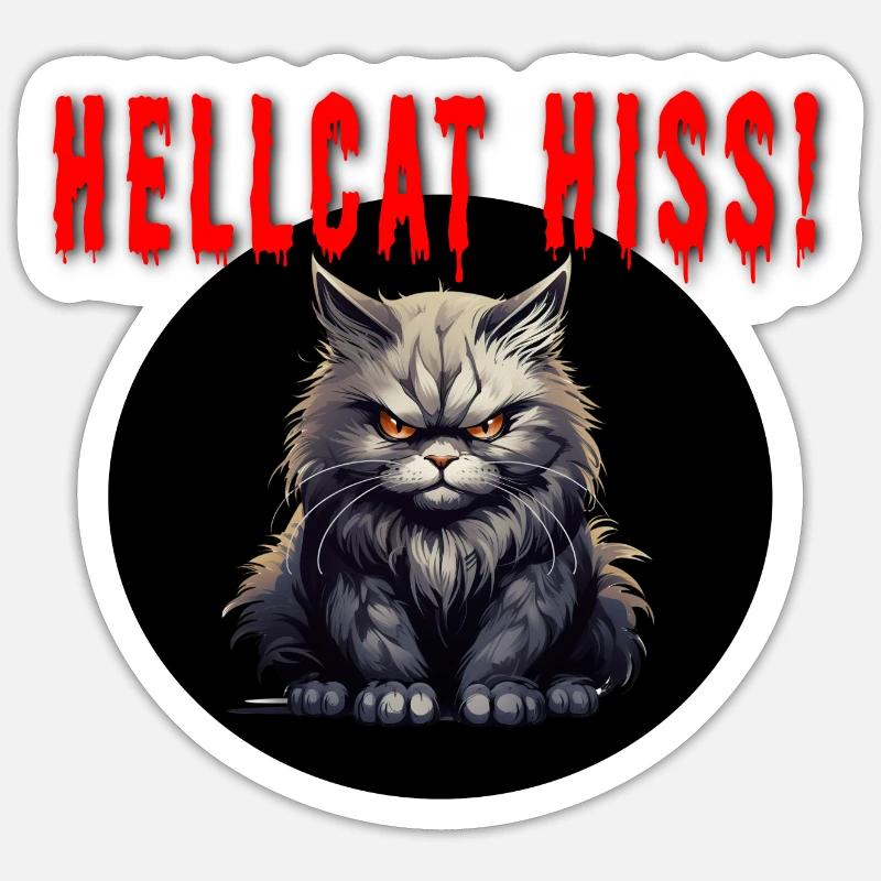 HELLCAT HISS 2 - Sticker taille S (10 x 10 cm) - blanc mat