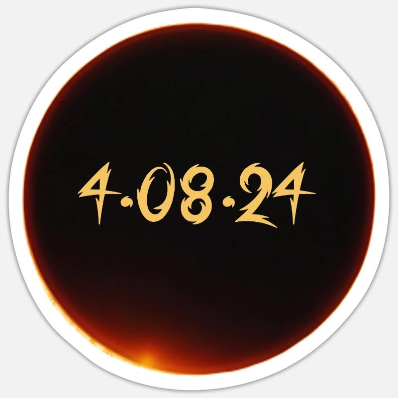Eclipse de Soleil 2024 - Sticker taille S (10 x 10 cm) - blanc mat