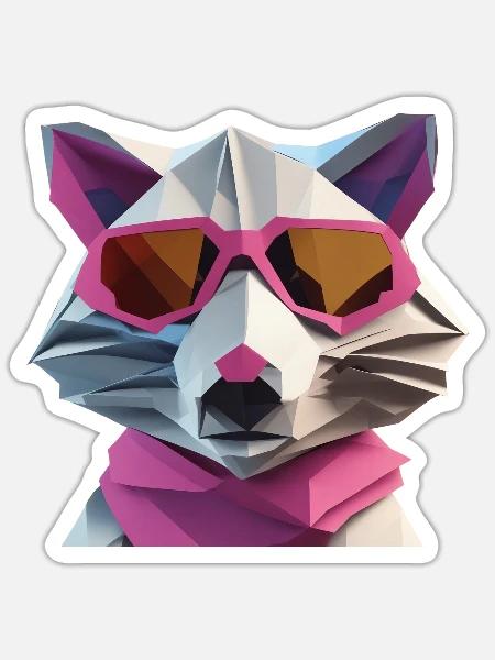 Epischer Waschbär II - Sticker Größe S (10 x 10 cm) - Mattweiß
