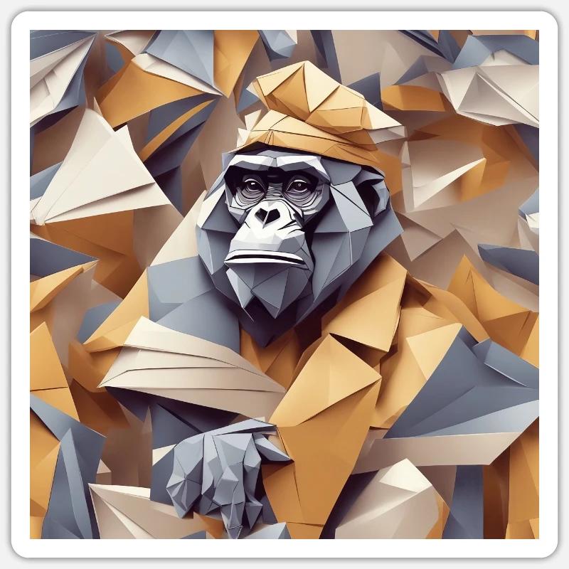 Singe cool en robe ridée - Sticker taille S (10 x 10 cm) - blanc mat