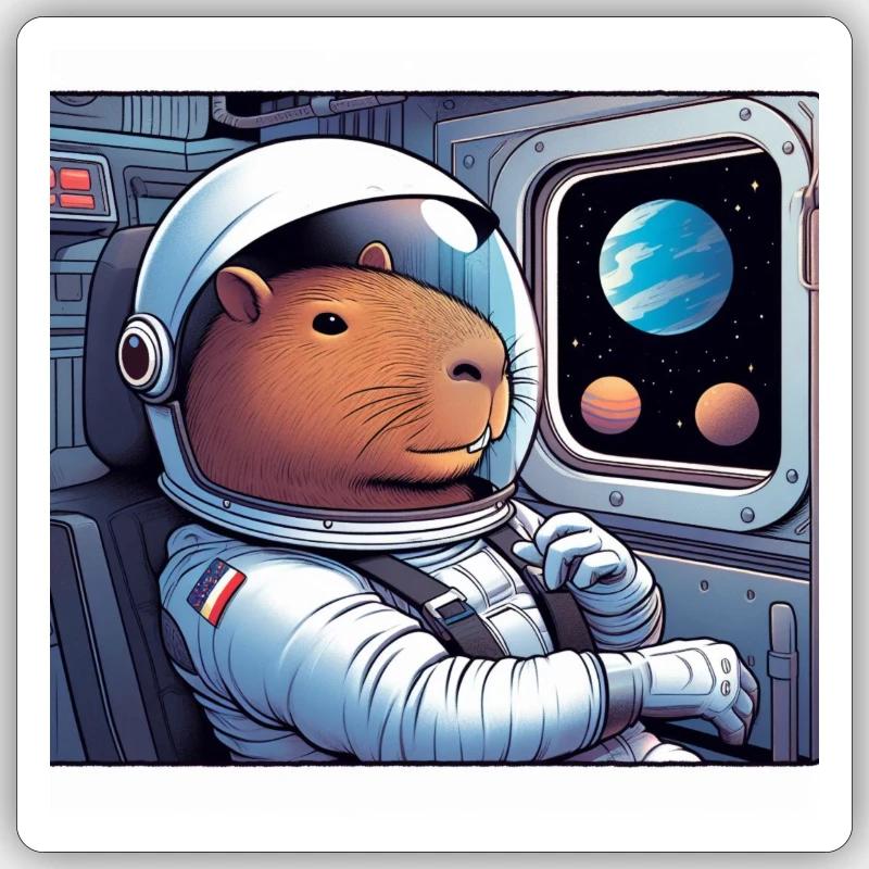 Capitainebara - Sticker taille S (10 x 10 cm) - blanc mat