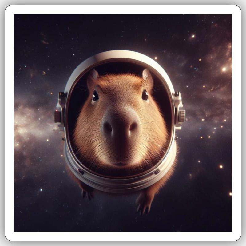 Capybara dans l’espace Sticker taille S (10 x 10 cm)