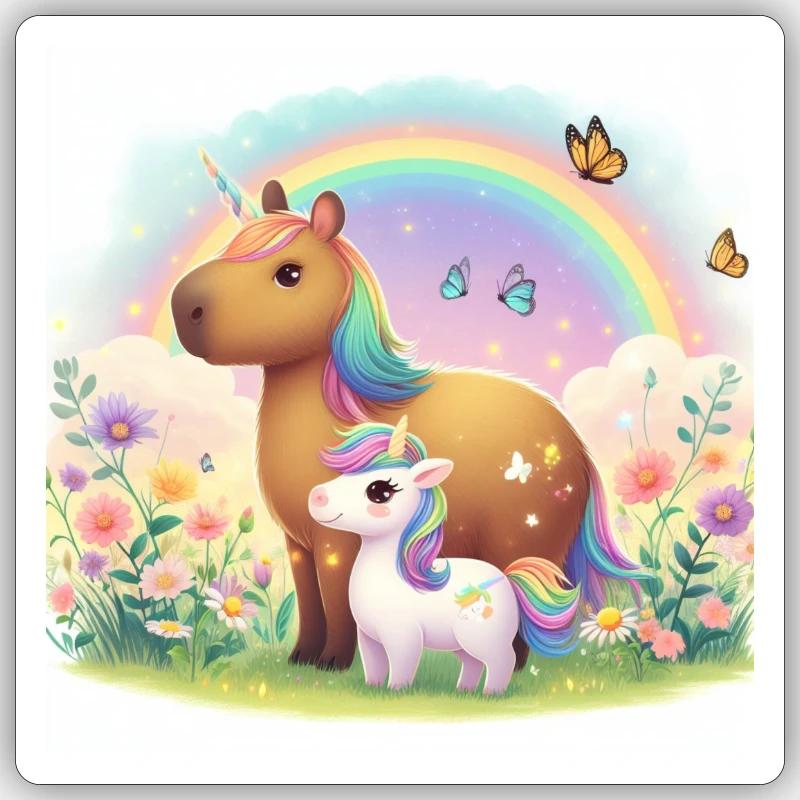 Licorne Bara - Sticker taille S (10 x 10 cm) - blanc mat