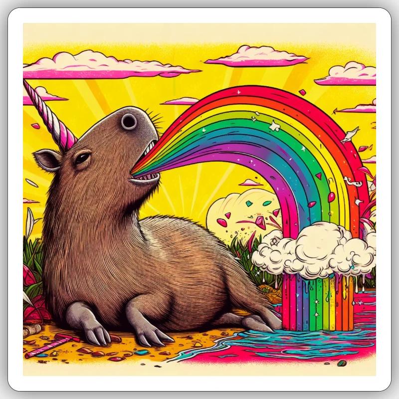 Capybara - Sticker taille S (10 x 10 cm) - blanc mat