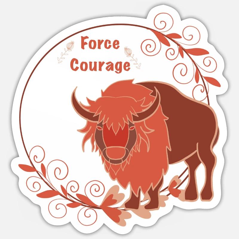 force courage Sticker taille S (10 x 10 cm)